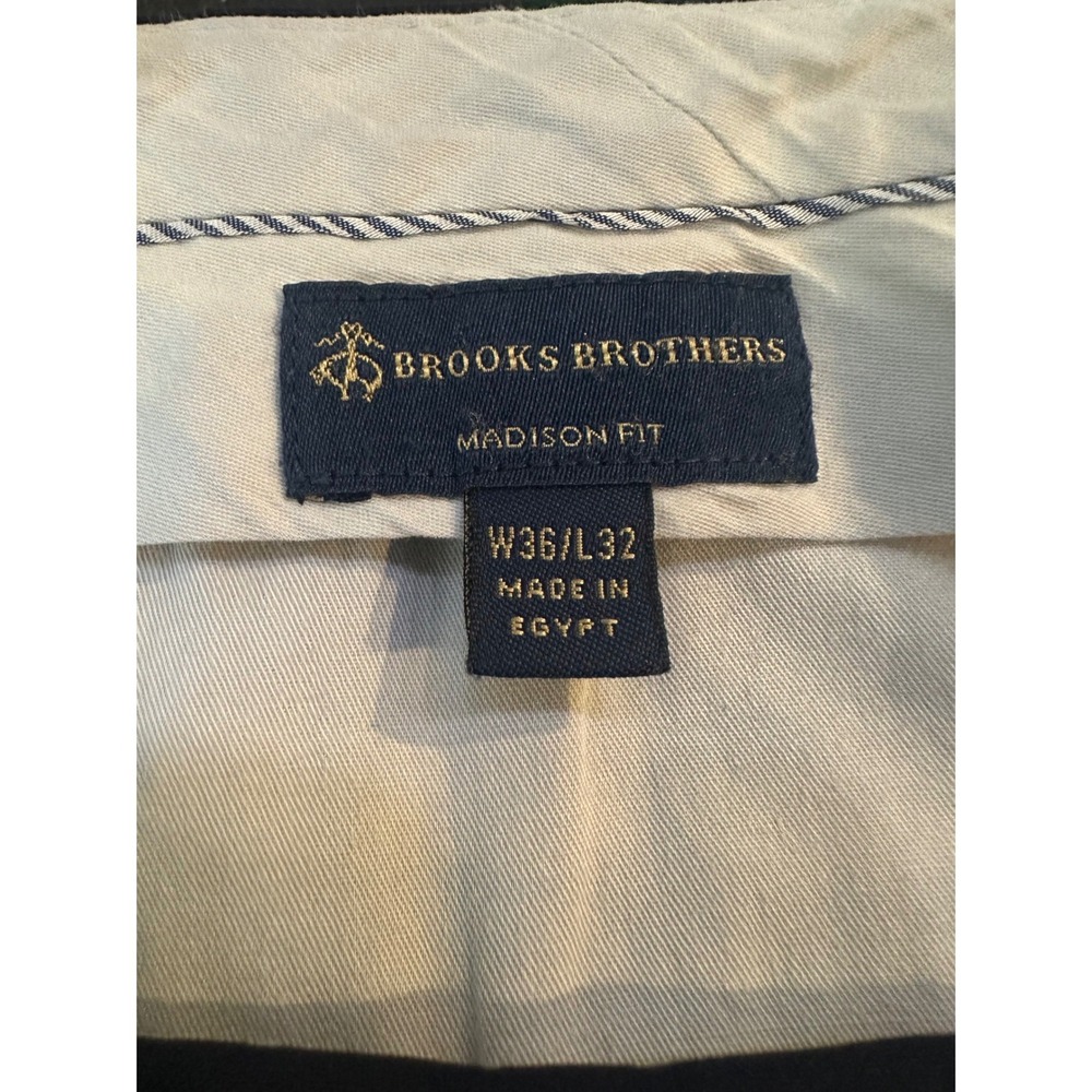 Brooks Brothers Madison Fit Navy Blue Windowpane Wool Blend Dress Pants 36x32